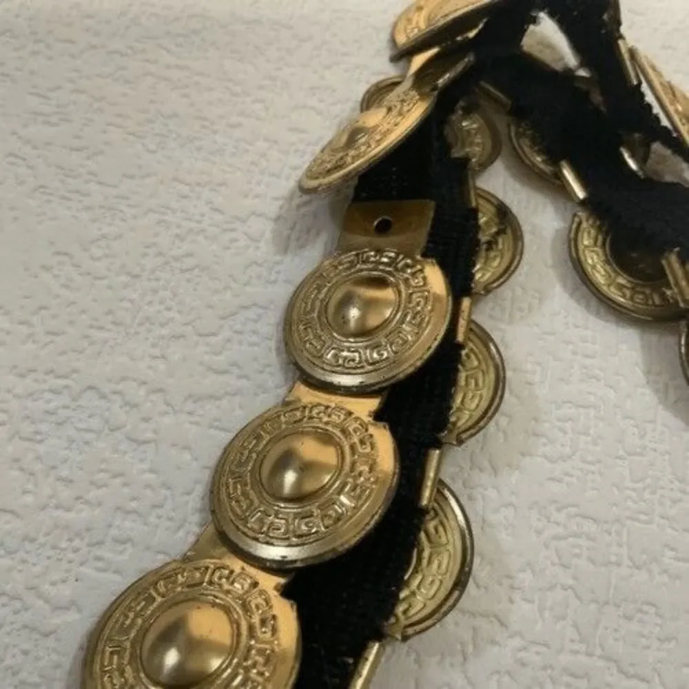 VTG Gold Metal/Tin Medallions Belt Greek Style Not stretchy Costume‎ Craft 42